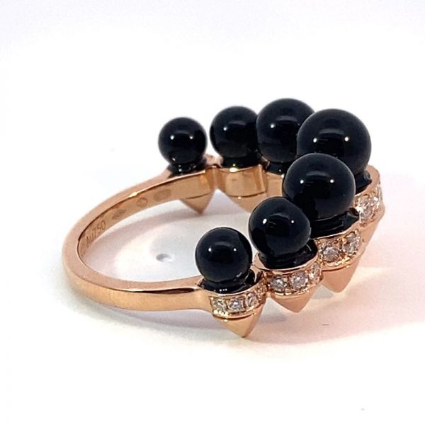 Clash De Cartier 18K Rose Gold Ring Large Model Onyx Diamonds N4793900