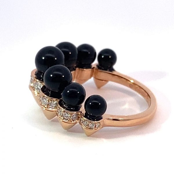 Clash De Cartier 18K Rose Gold Ring Large Model Onyx Diamonds N4793900