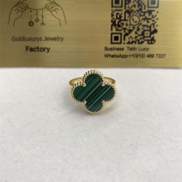 Van Cleef Arpels Magic Alhambra 18K Yellow Gold Malachite Ring VCARO3AV00